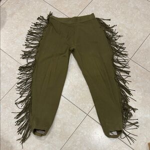 Vintage Roberto Robledo Olive Green Fringe Pants
Size Large Made in USA